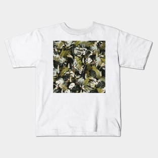 Tropicalia in Dark Greens / Paradise Birds and Exotic Plants Kids T-Shirt